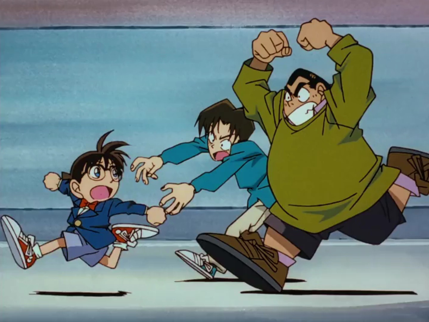 En Genta i en Mitsuhiko perseguint en Conan